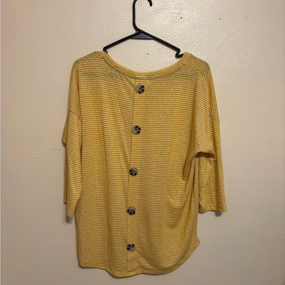 Striped V-Neck Blouse in Yellow - Picture 8 of 8